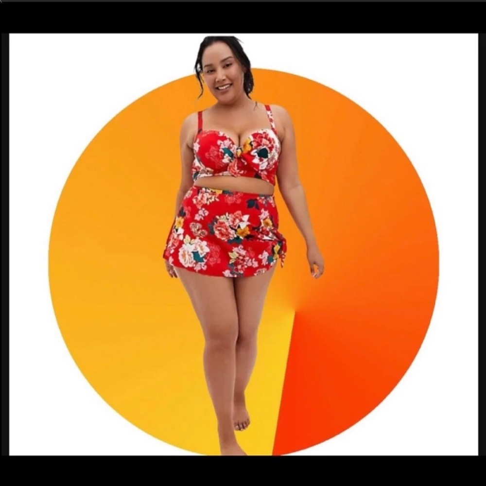 torrid tropical red floral bikini swimsuit 0x/1x